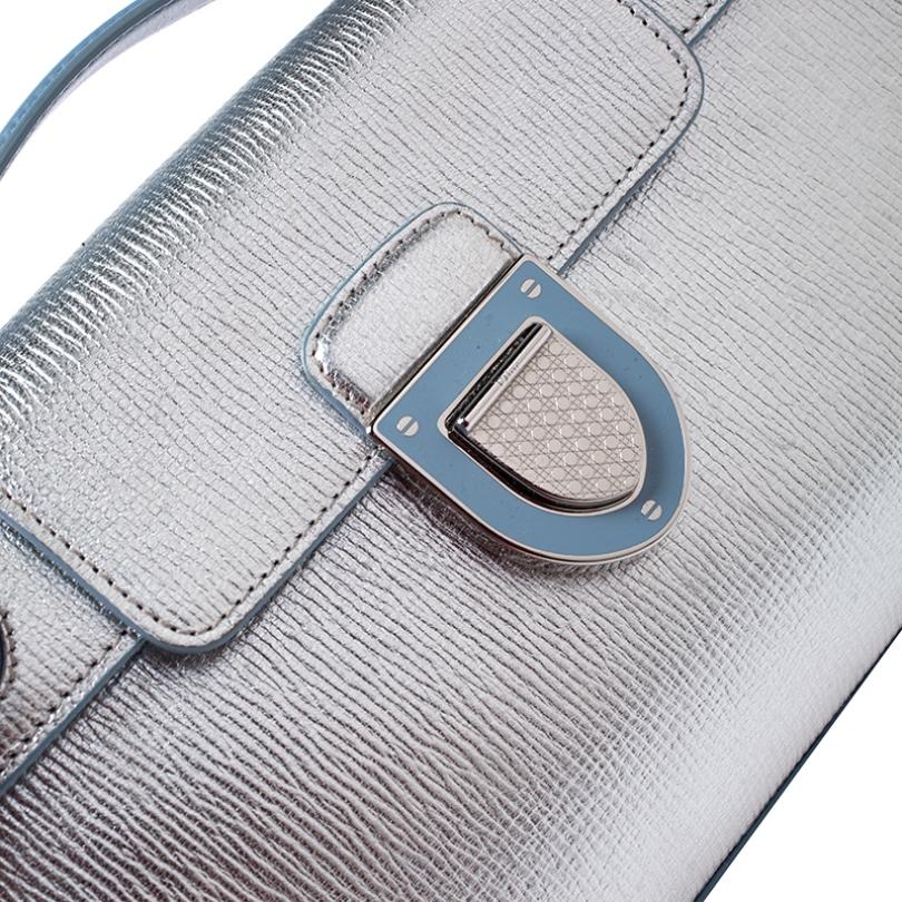 Dior Silver/Light Blue Leather Diorever Squad Shoulder Bag 5