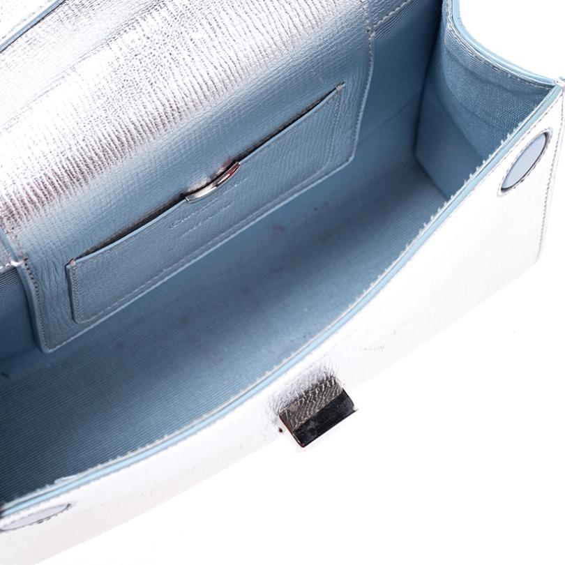 Dior Silver/Light Blue Leather Diorever Squad Shoulder Bag 4