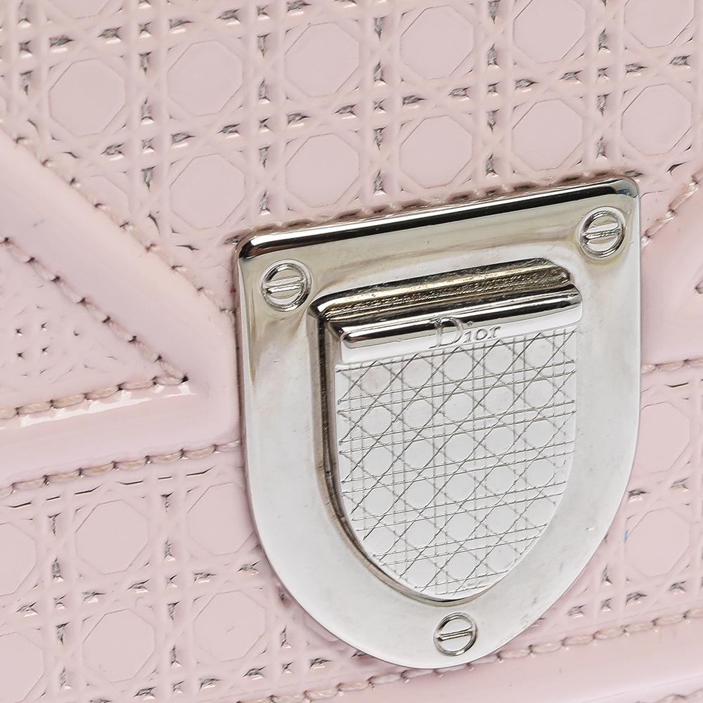 Dior Silver Micro Cannage Patent Leather Baby Diorama Crossbody Bag 6
