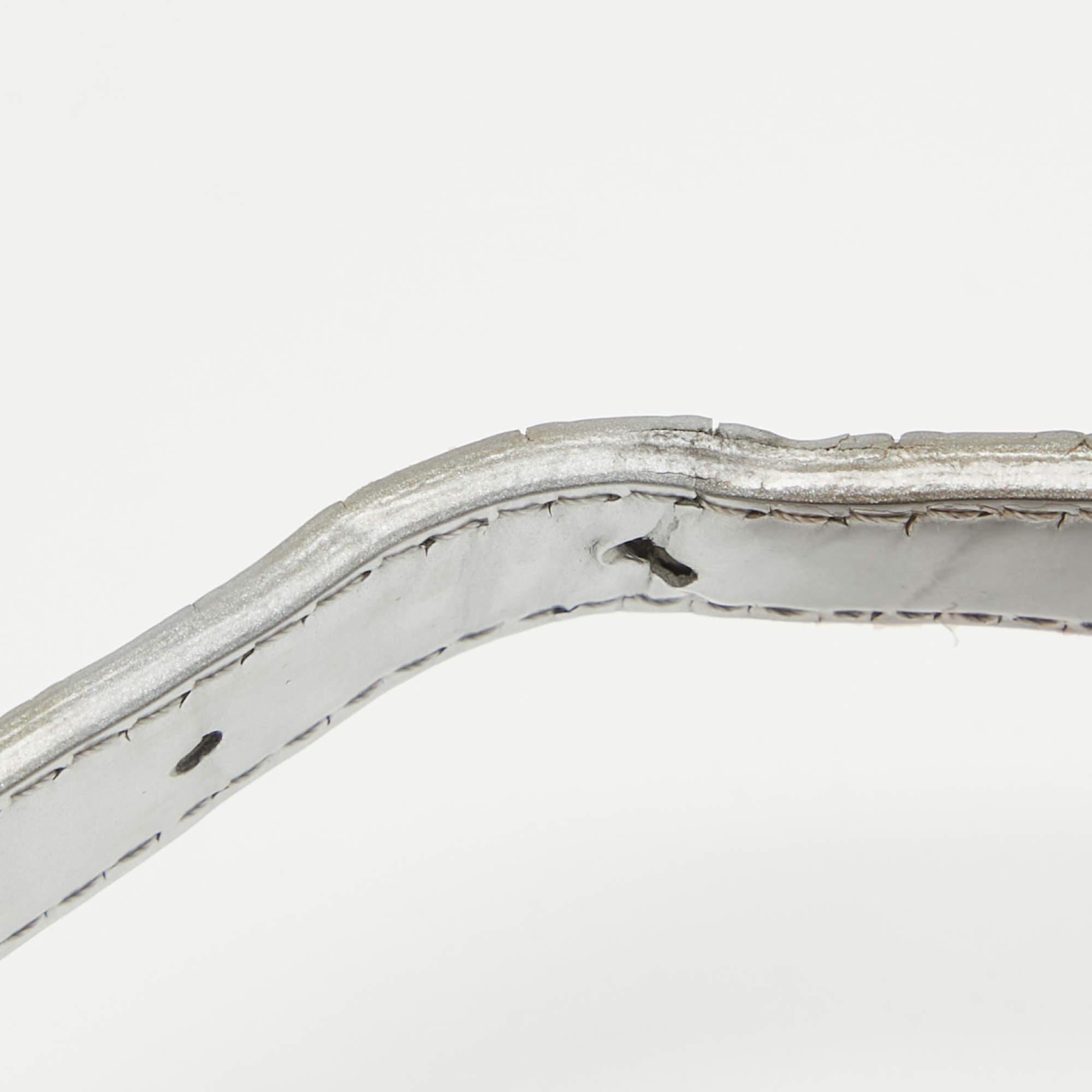 Dior Silver Microcannage Patent Leather Medium Diorama Flap Shoulder Bag For Sale 5