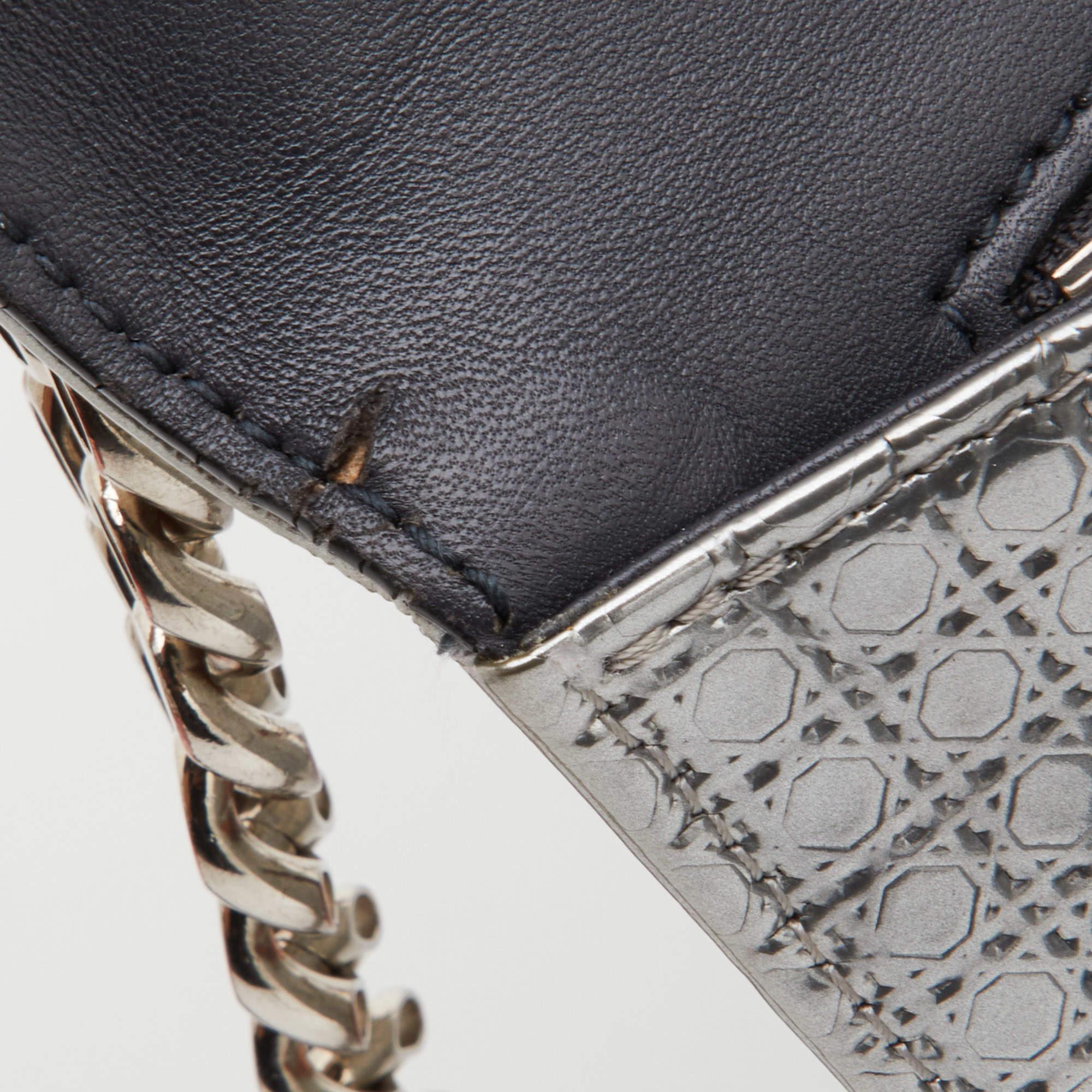 Dior Silver Microcannage Patent Leather Medium Diorama Shoulder Bag 7