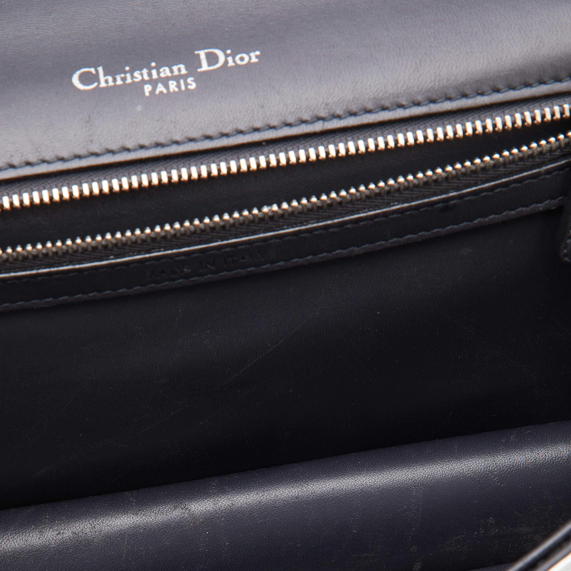 Dior Silver Microcannage Patent Leather Medium Diorama Shoulder Bag 8