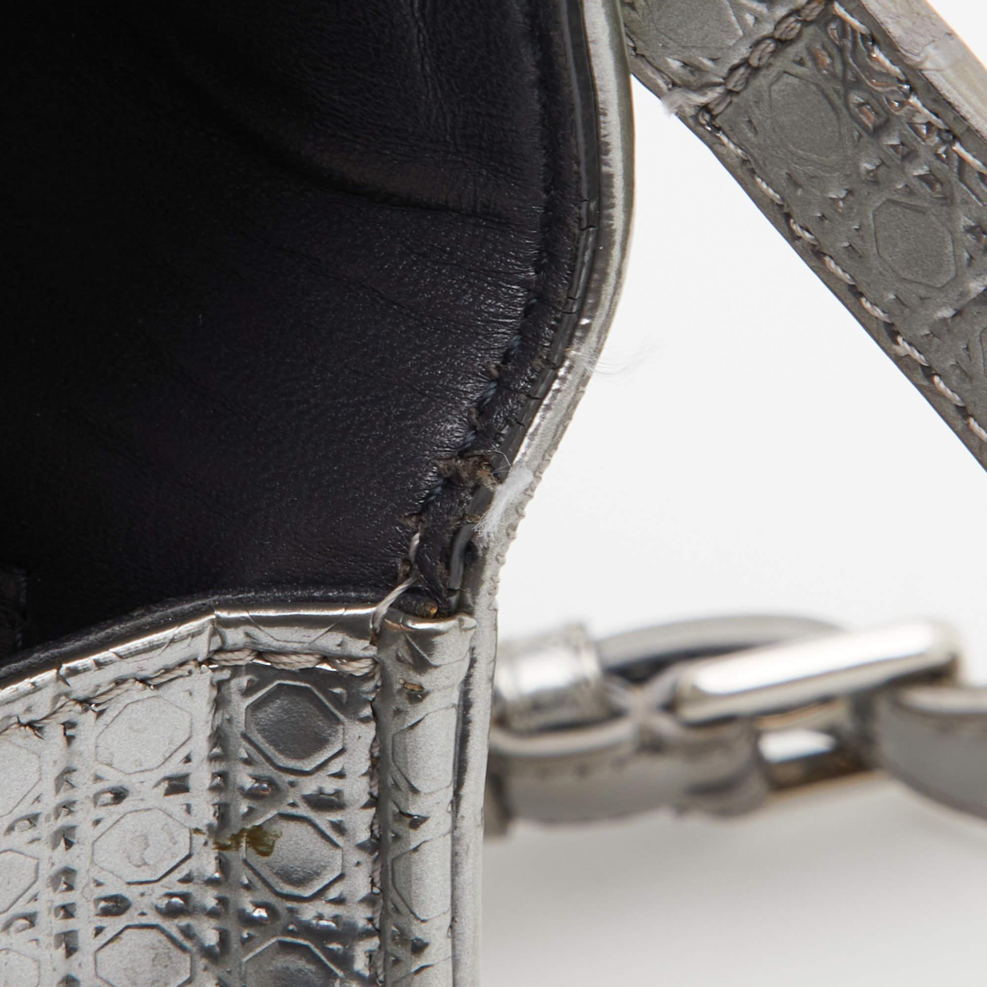 Dior Silver Microcannage Patent Leather Medium Diorama Shoulder Bag 12