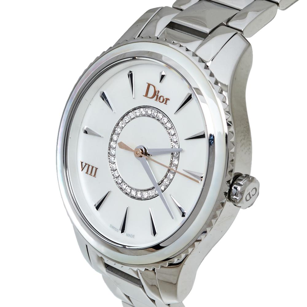 Dior Silver Mother of Pearl Stainless Steel CD152110 Women's Wristwatch 32MM 2