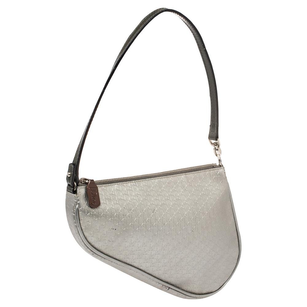 Women's Dior Silver Oblique Matte Leather Saddle Bag