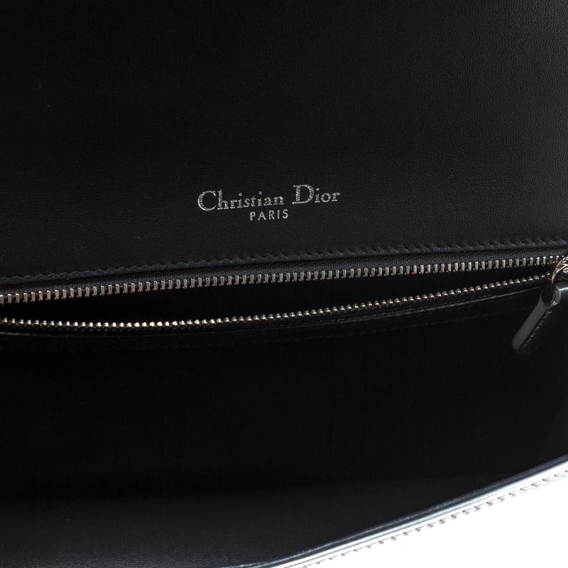 Dior Silver Patent Leather Medium Diorama Flap Shoulder Bag 2