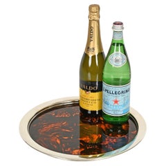 Dior Silver Plated and Tortoiseshell Lucite Serving Serving Tray, Italy 1970