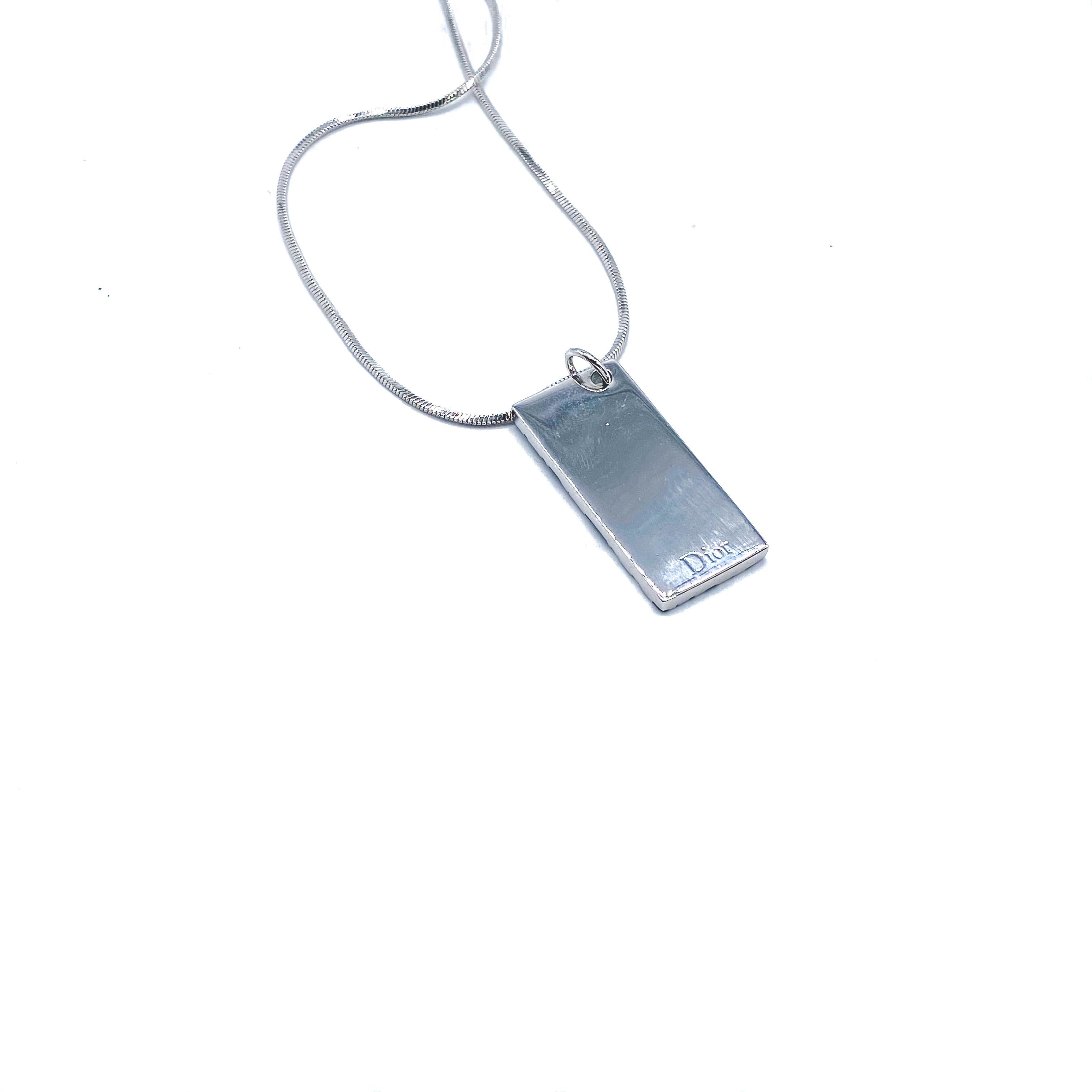 DIOR Silver Plated Necklace Vintage Y2K Trotter Pendant In Excellent Condition For Sale In London, GB