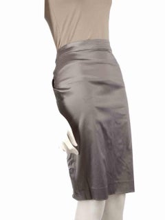 Dior Silver Ruched Knee Length Pencil Skirt Size XL