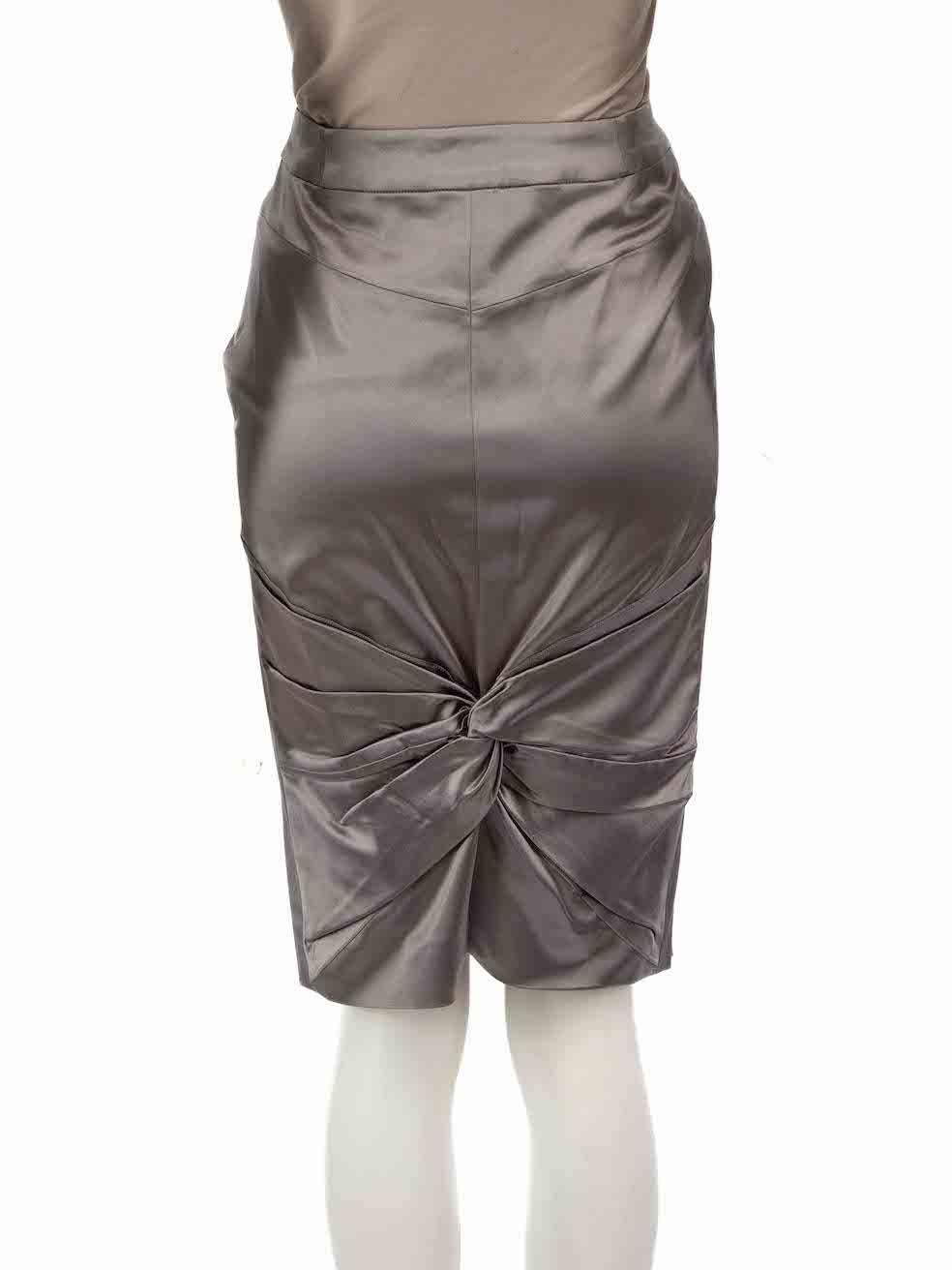 Dior Silver Ruched Knee Length Pencil Skirt Size XL In Excellent Condition For Sale In London, GB