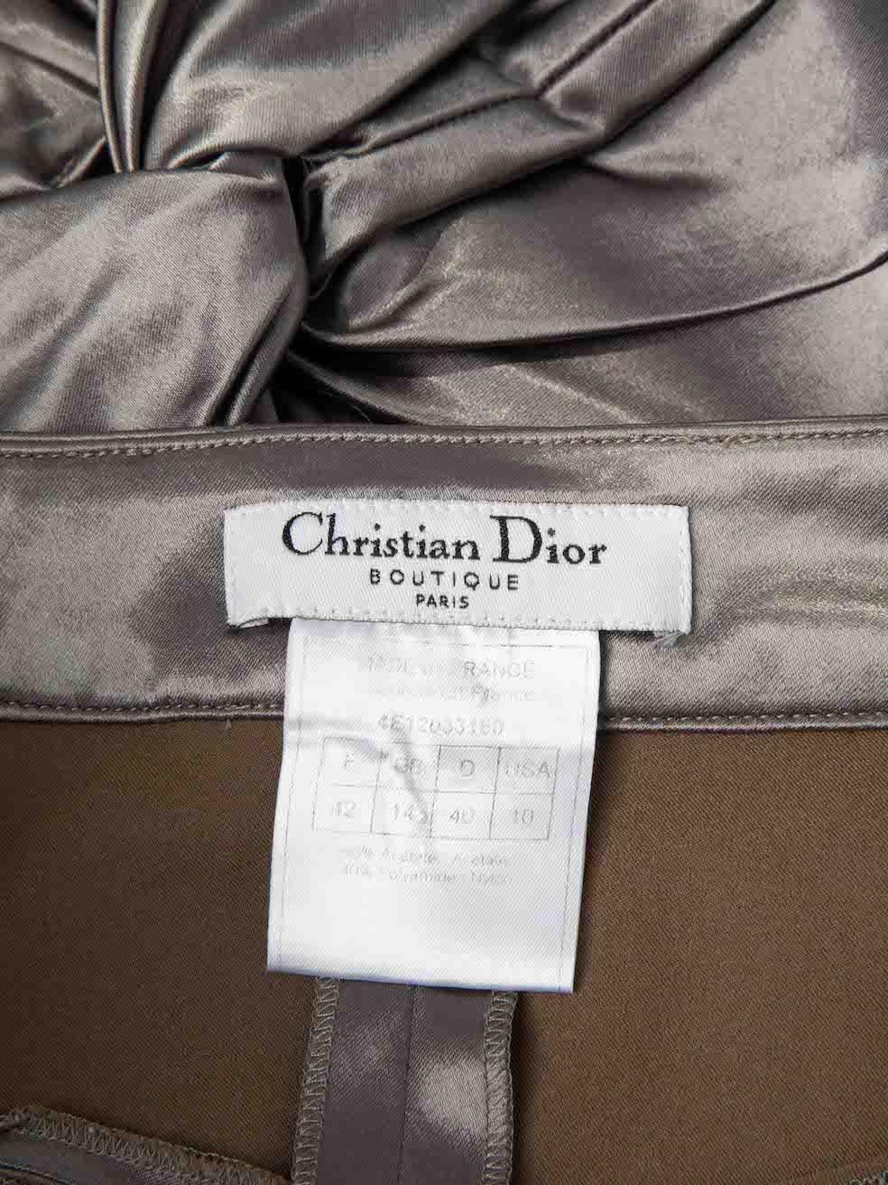 Dior Silver Ruched Knee Length Pencil Skirt Size XL For Sale 4