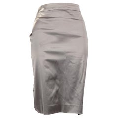Dior jupe crayon argentée froncée longueur genou, taille XL