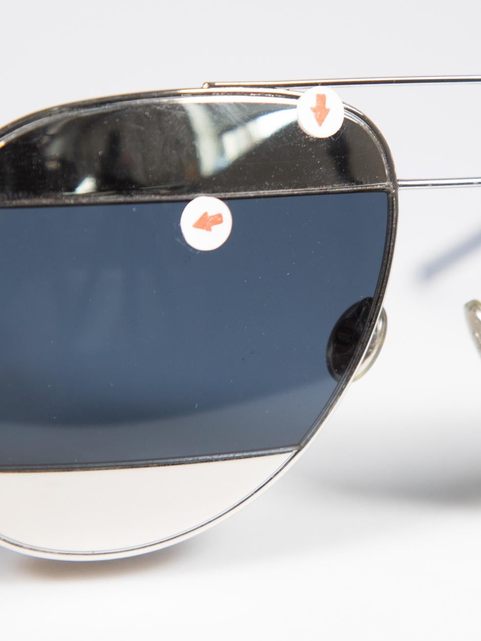 Dior Silver Split Lens Aviator Mirrored Sunglasses For Sale 2