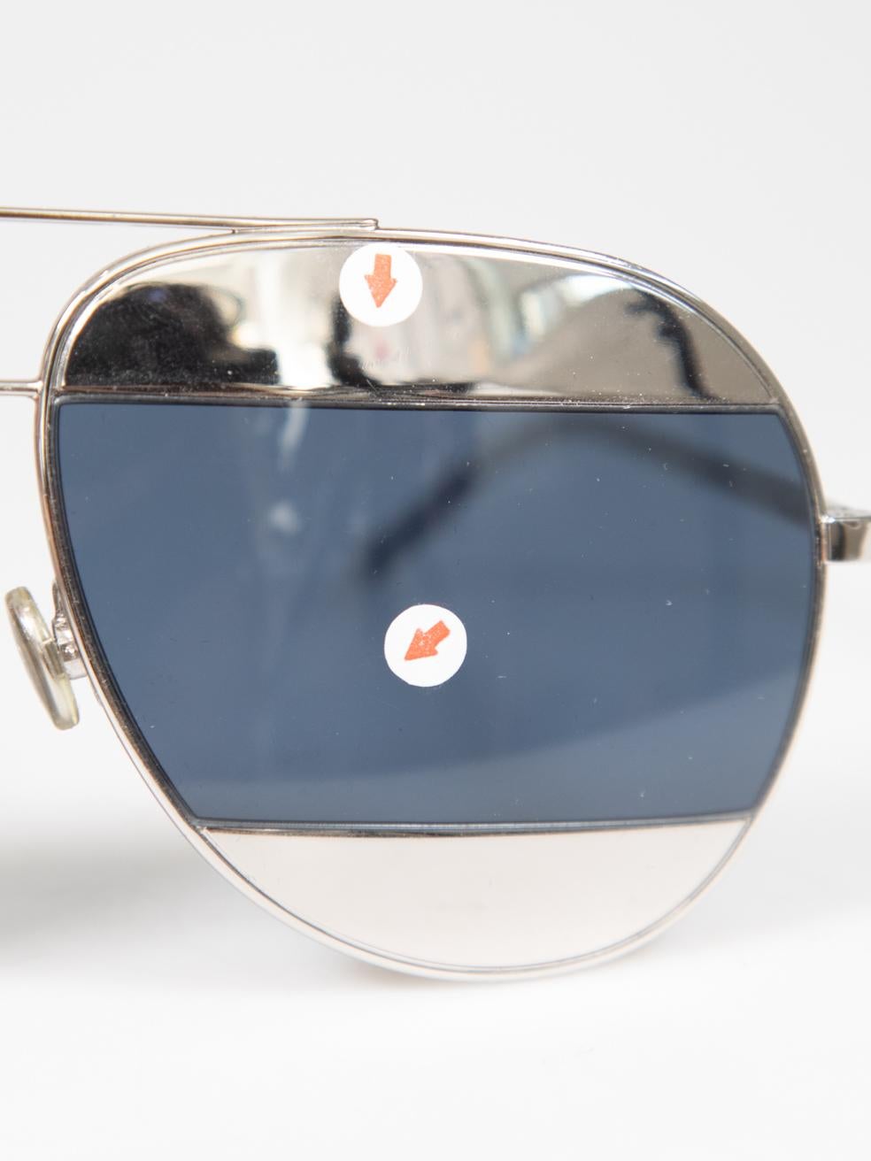 Dior Silver Split Lens Aviator Mirrored Sunglasses For Sale 3