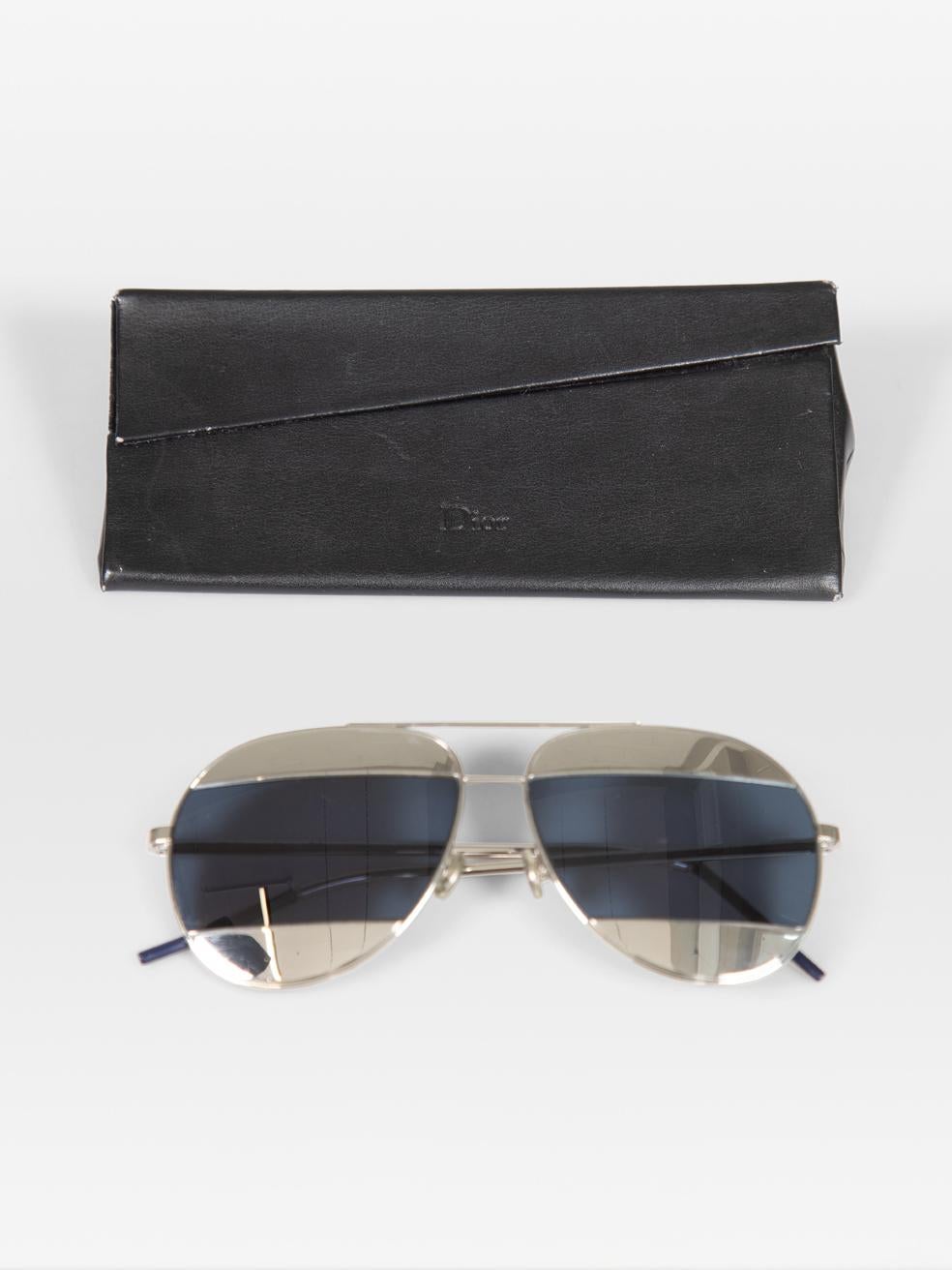 Dior Silver Split Lens Aviator Mirrored Sunglasses For Sale 4