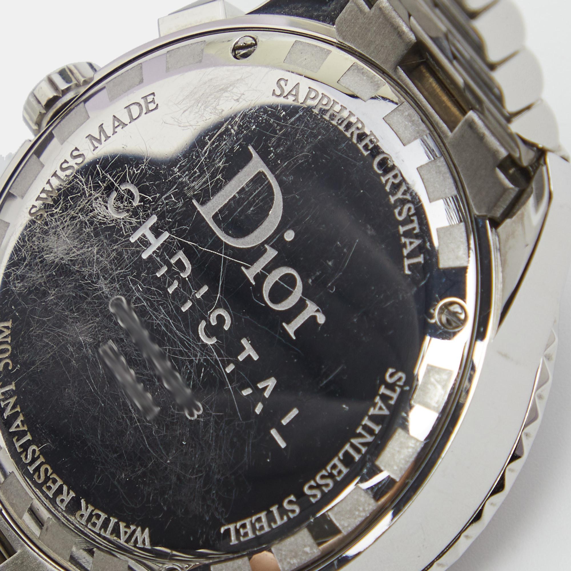Dior Silver Stainless Steel Diamond Christal CD114313 Women's Wristwatch 38 mm In Good Condition In Dubai, Al Qouz 2