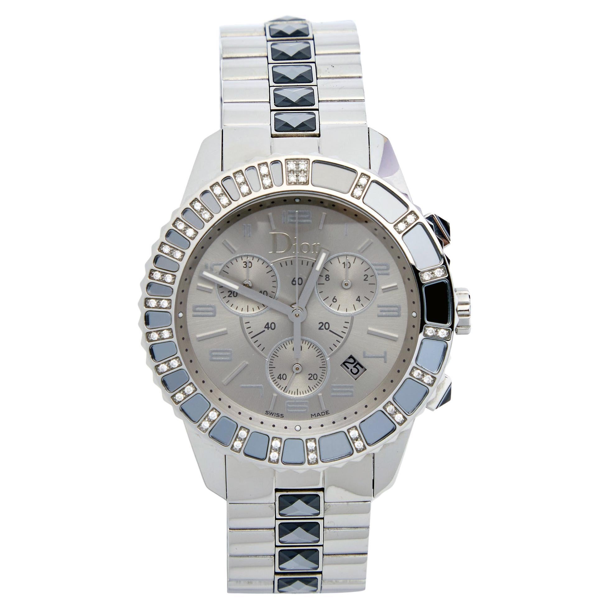Dior Silver Stainless Steel Diamond Christal CD114313 Women's Wristwatch 38 mm
