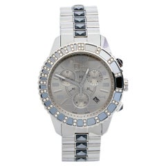 Christian Dior Silber Edelstahl Diamant Christal CD114313 Damenarmbanduhr 38 mm