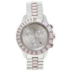 Dior Montre-bracelet Christal pour femme en argent, acier inoxydable, diamants et saphirs roses 39