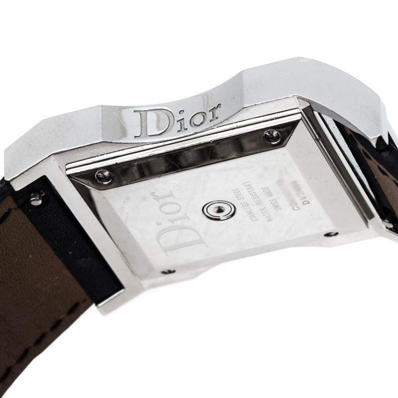 Dior Silver Stainless Steel Diamonds Chris 47 CD033112 Women's Wristwatch 30 mm In Good Condition In Dubai, Al Qouz 2