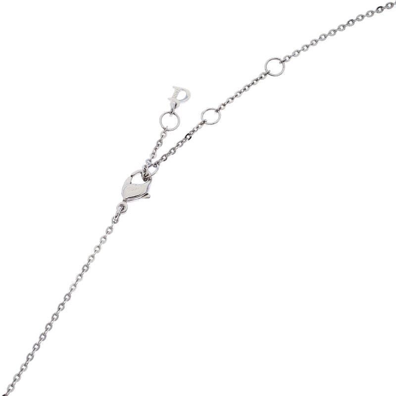 Women's Dior Silver Tone Crystal Embellished Layered Floral Bow Necklace