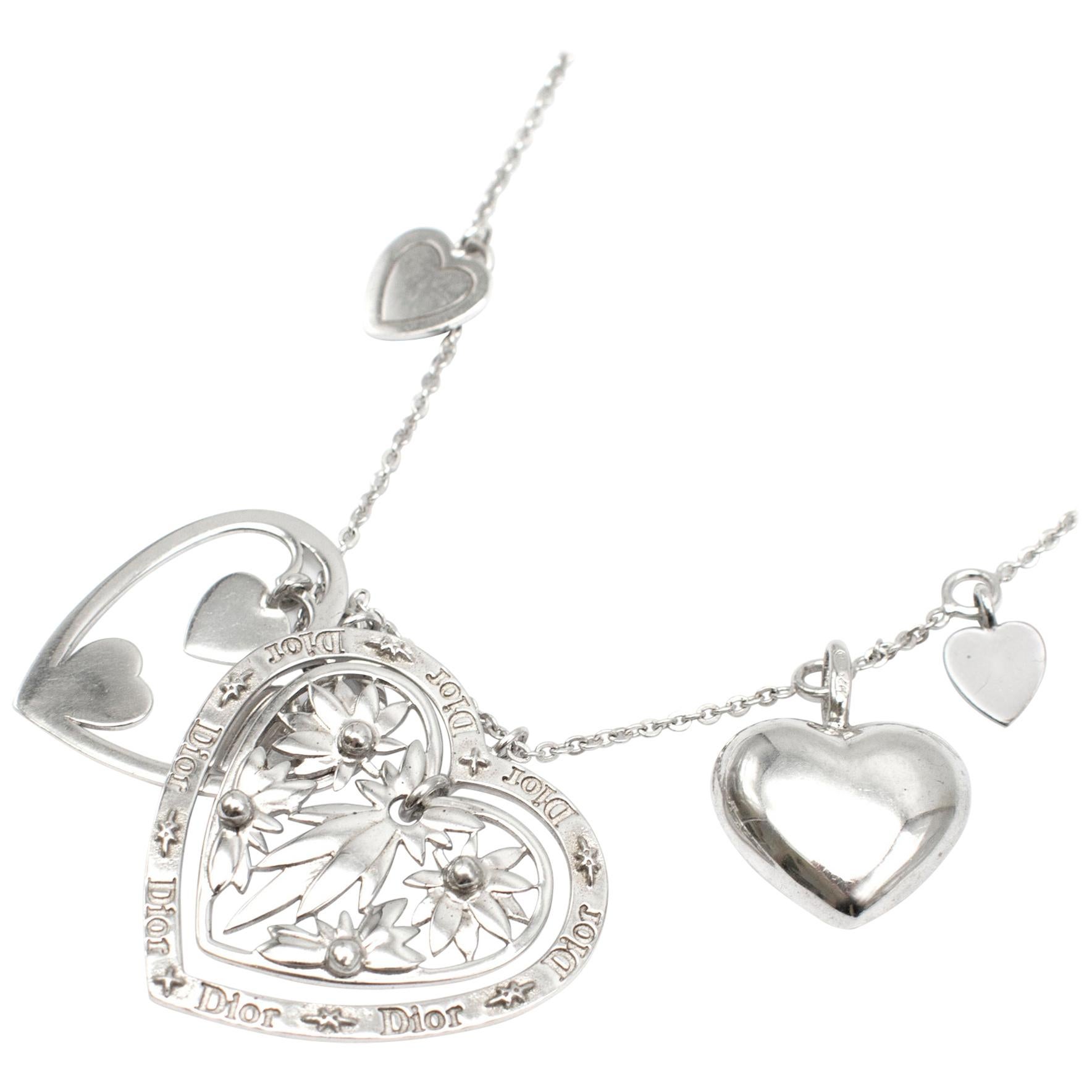 dior heart necklace silver