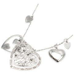 Dior Silver Tone Multi-Heart Charm Necklace