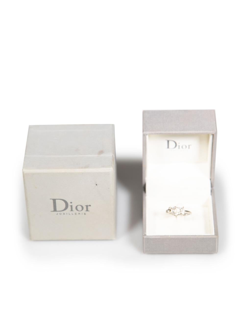 Dior Silver White Gold Crystal Embellished Charm Ring For Sale 1