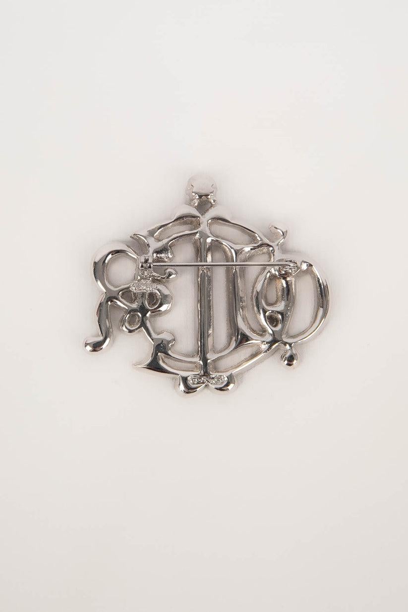 Dior Silvery Brooch with Rhinestones In Good Condition For Sale In SAINT-OUEN-SUR-SEINE, FR