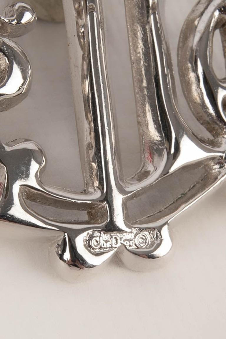 Dior Silvery Brooch with Rhinestones For Sale 1