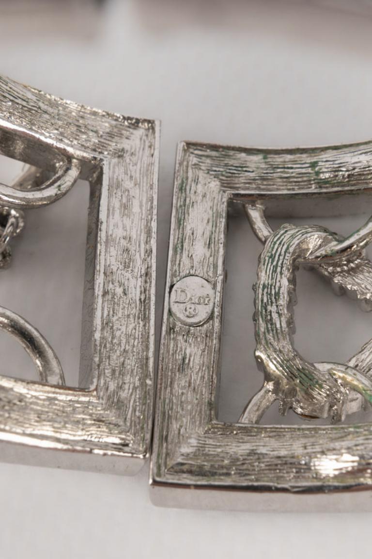 Dior - Bracelet articulé en métal argenté en vente 1