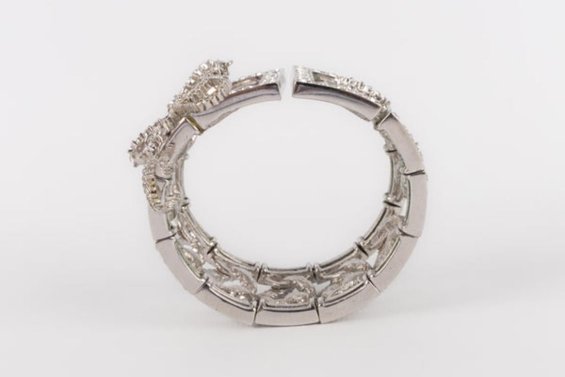Dior - Bracelet articulé en métal argenté en vente 2
