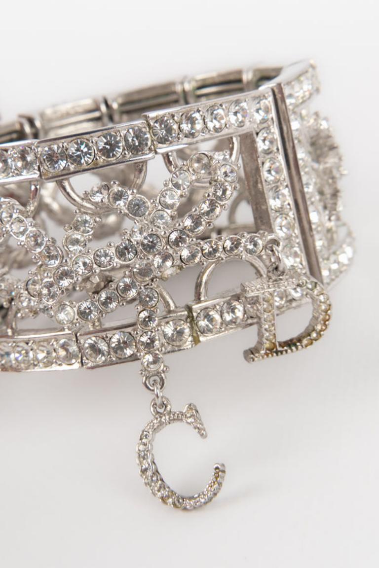 Dior - Bracelet articulé en métal argenté en vente 3