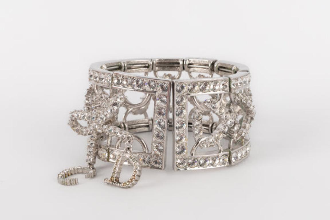 Dior - Bracelet articulé en métal argenté en vente 4