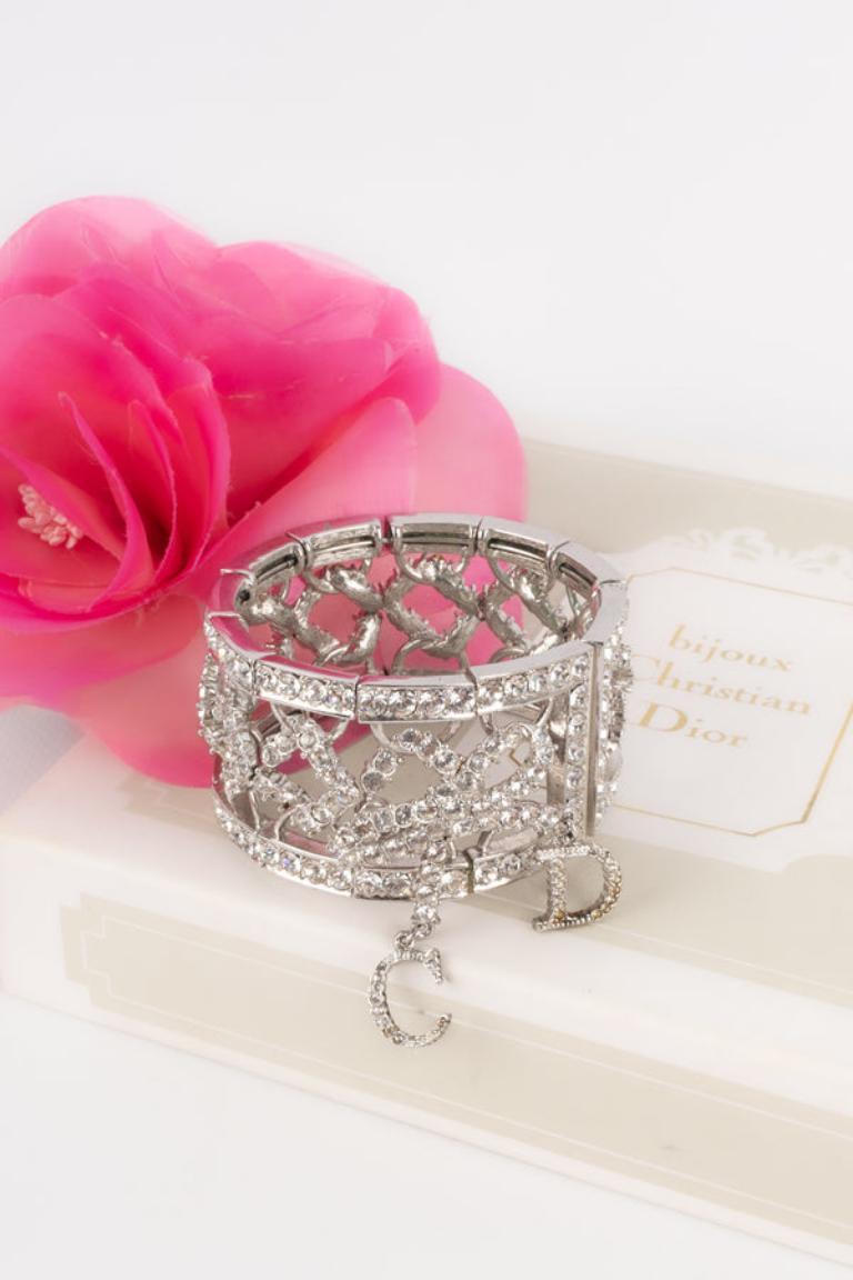 Dior - Bracelet articulé en métal argenté en vente 5