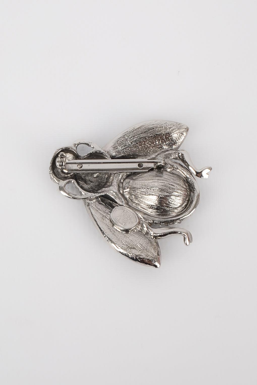Dior Silvery Metal Bee Brooch In Excellent Condition For Sale In SAINT-OUEN-SUR-SEINE, FR