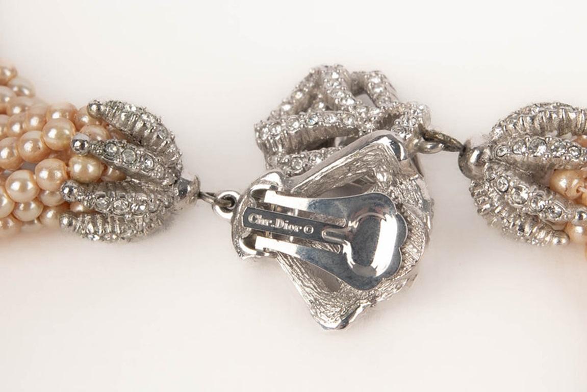 Orecchini a clip in metallo argentato Dior in vendita 3