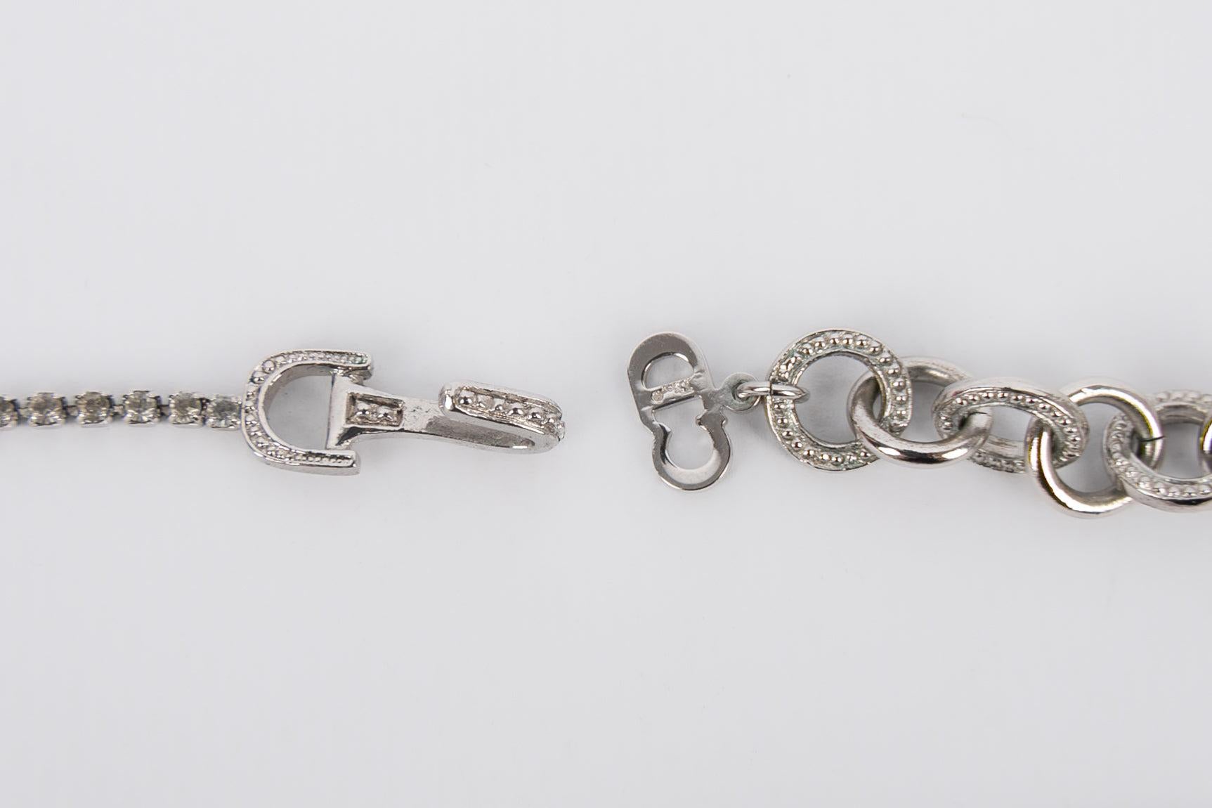 Dior Silberne Metall-Halskette mit kurzen Schleife Damen im Angebot