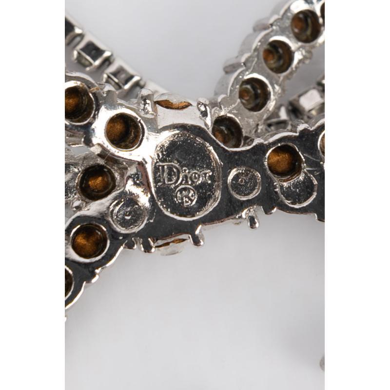 Dior Silberne Metall-Halskette mit kurzen Schleife im Angebot 1