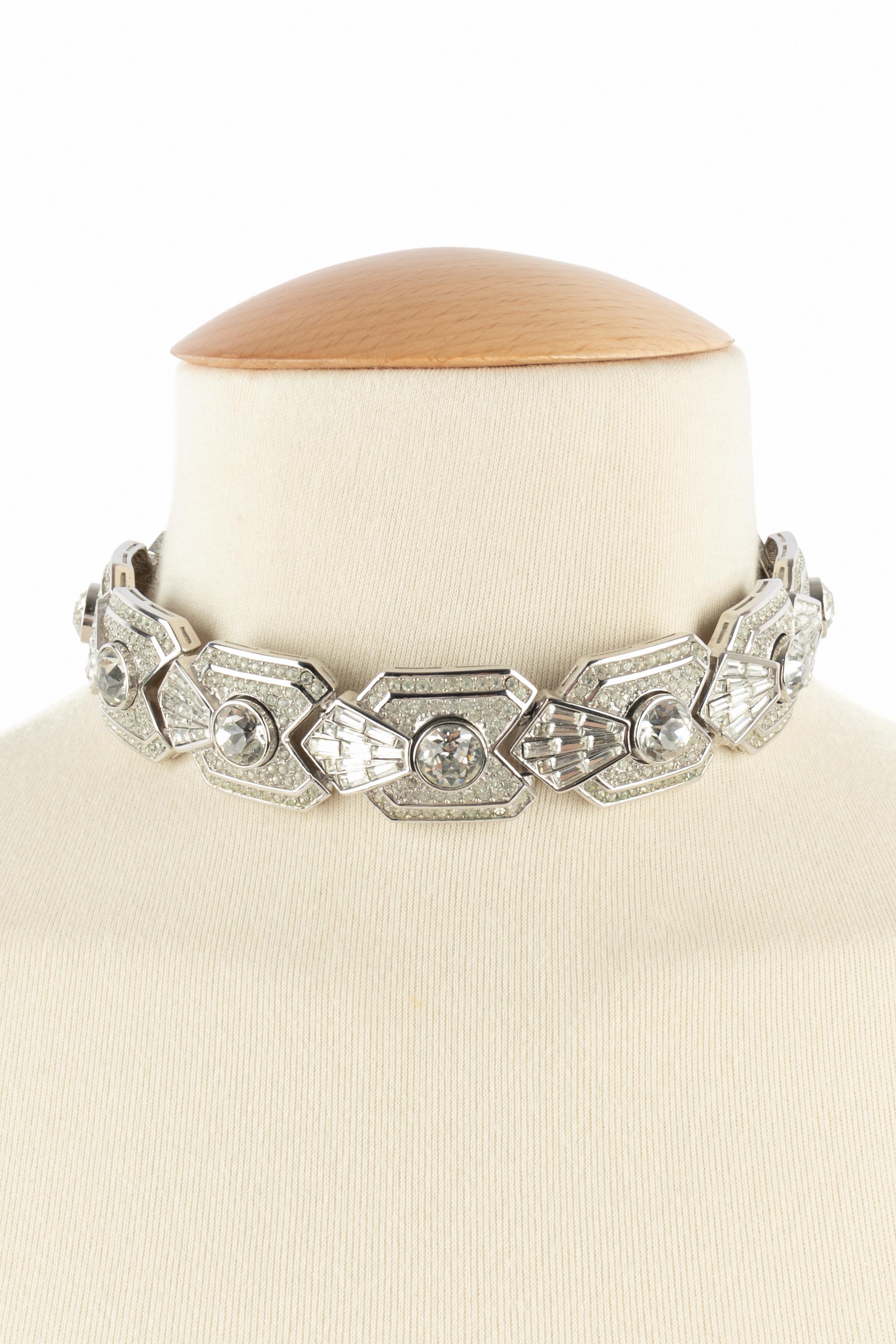 Dior silvery necklace In Excellent Condition For Sale In SAINT-OUEN-SUR-SEINE, FR