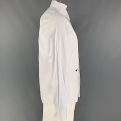 DIOR Size XL White Light Blue Stripe Hidden Placket Shirt