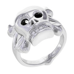 Dior Skull 18 Karat White Gold Diamond Ring 0.08 Carat