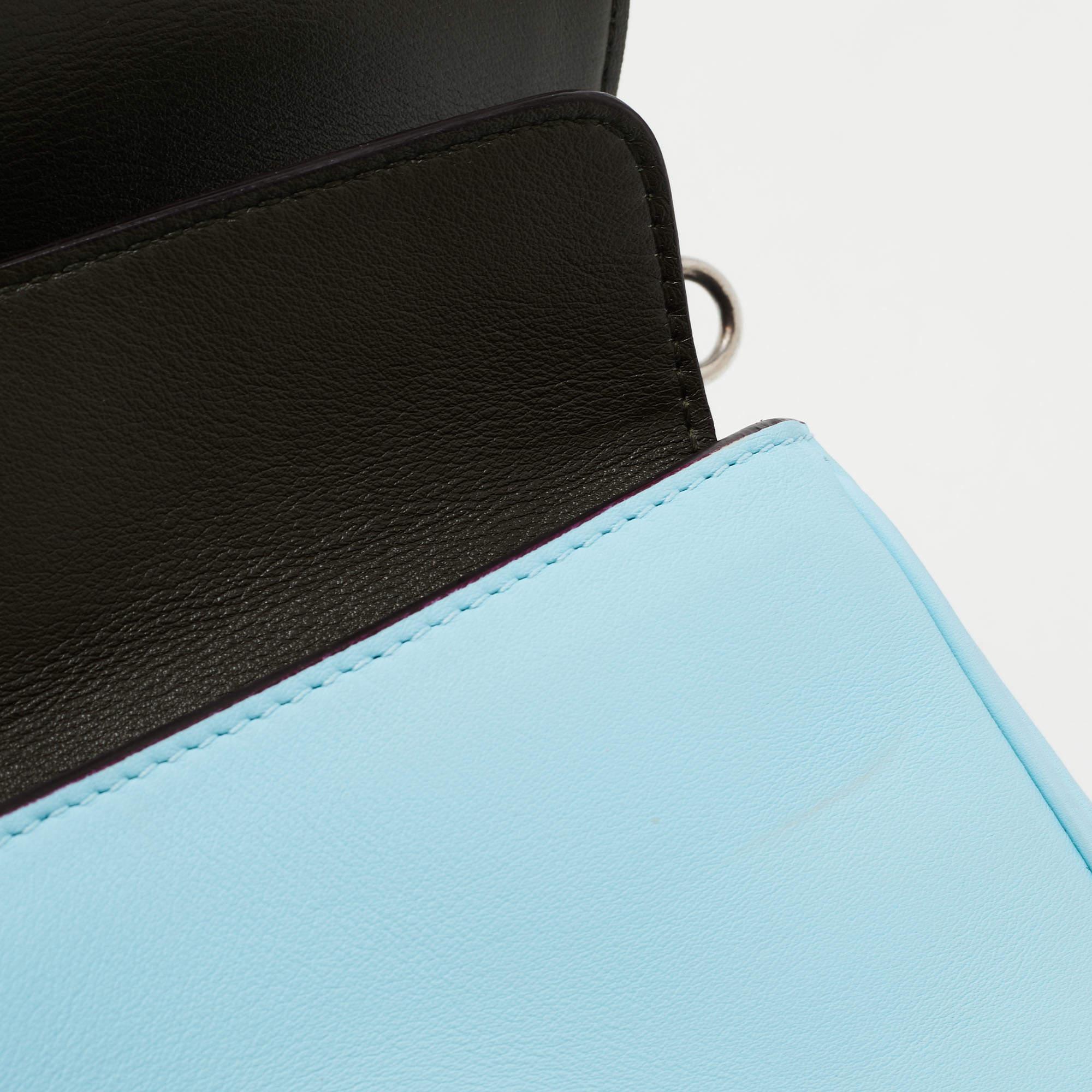 Dior Sky Blue Leather Mini Be Dior Top Handle Bag 8