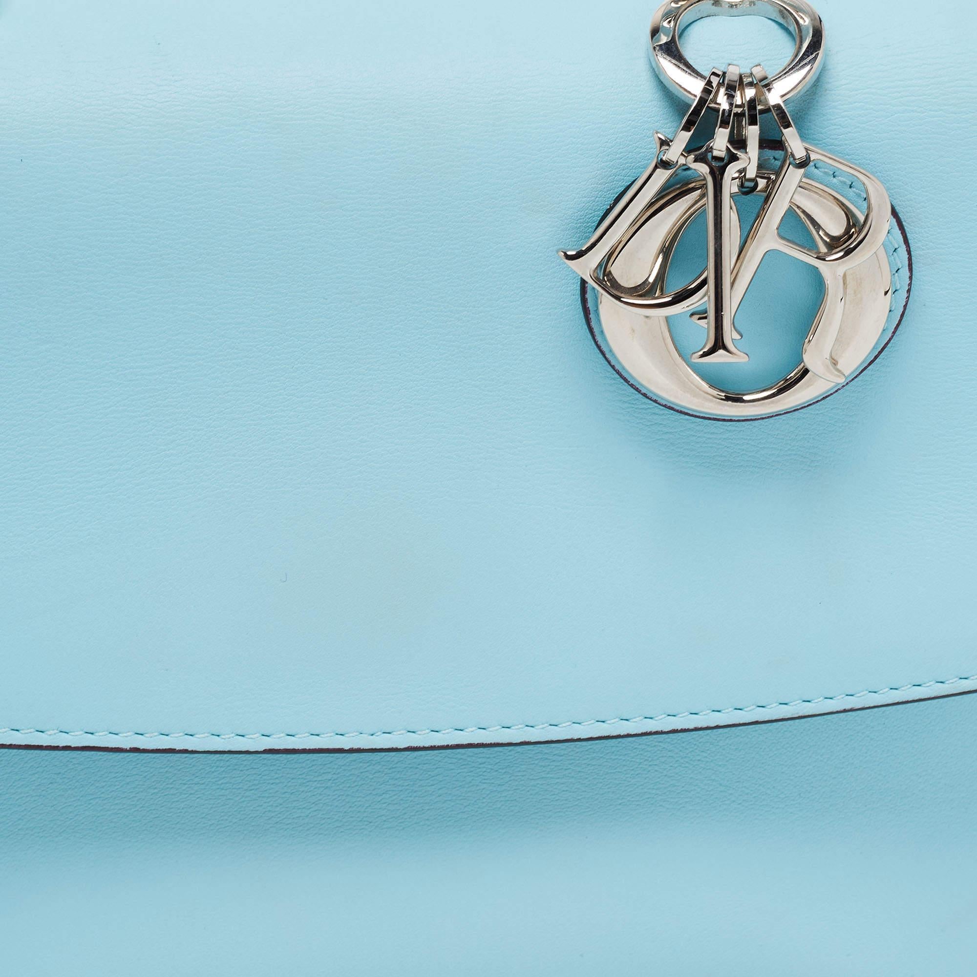 Dior Sky Blue Leather Mini Be Dior Top Handle Bag 10