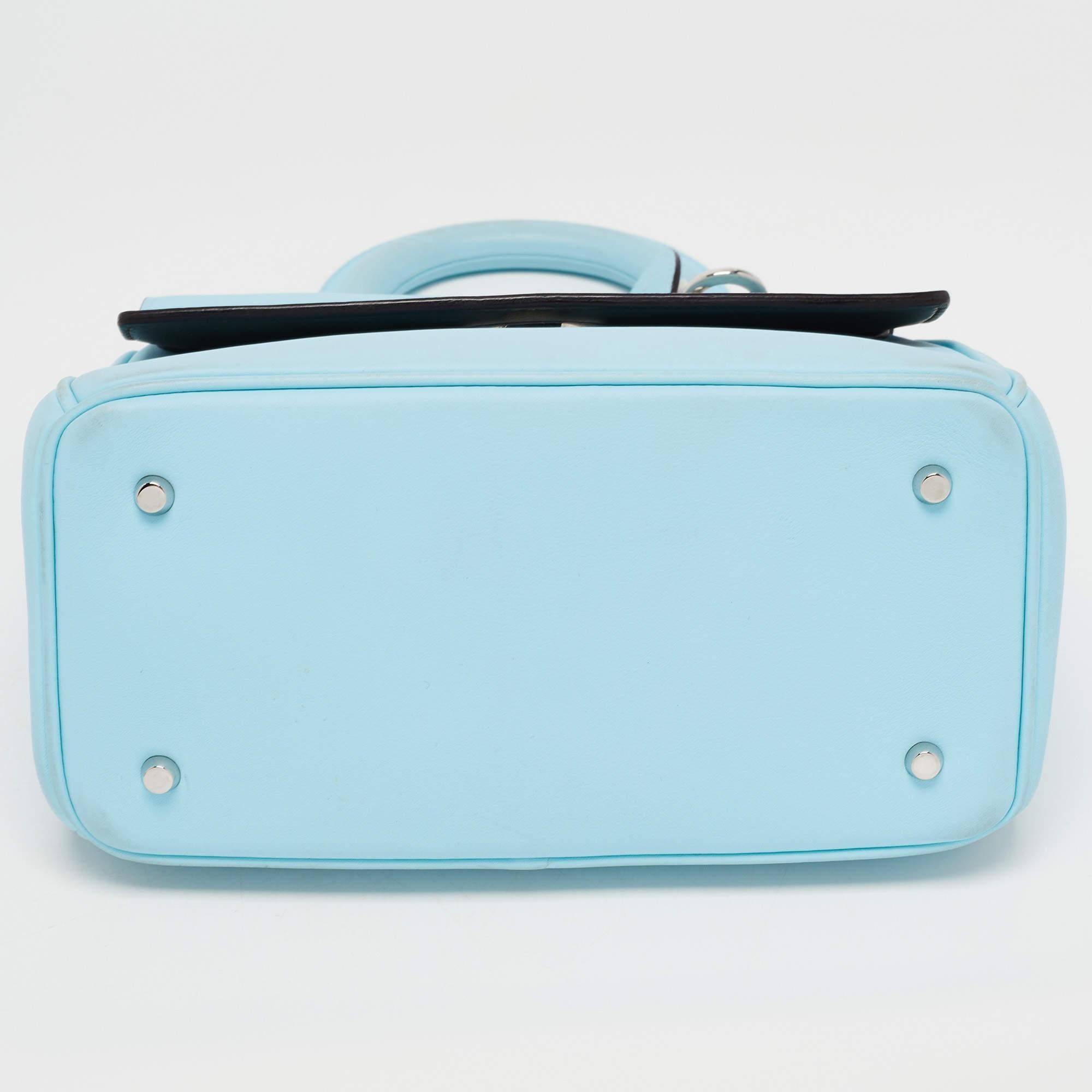 Dior Sky Blue Leather Mini Be Dior Top Handle Bag 1