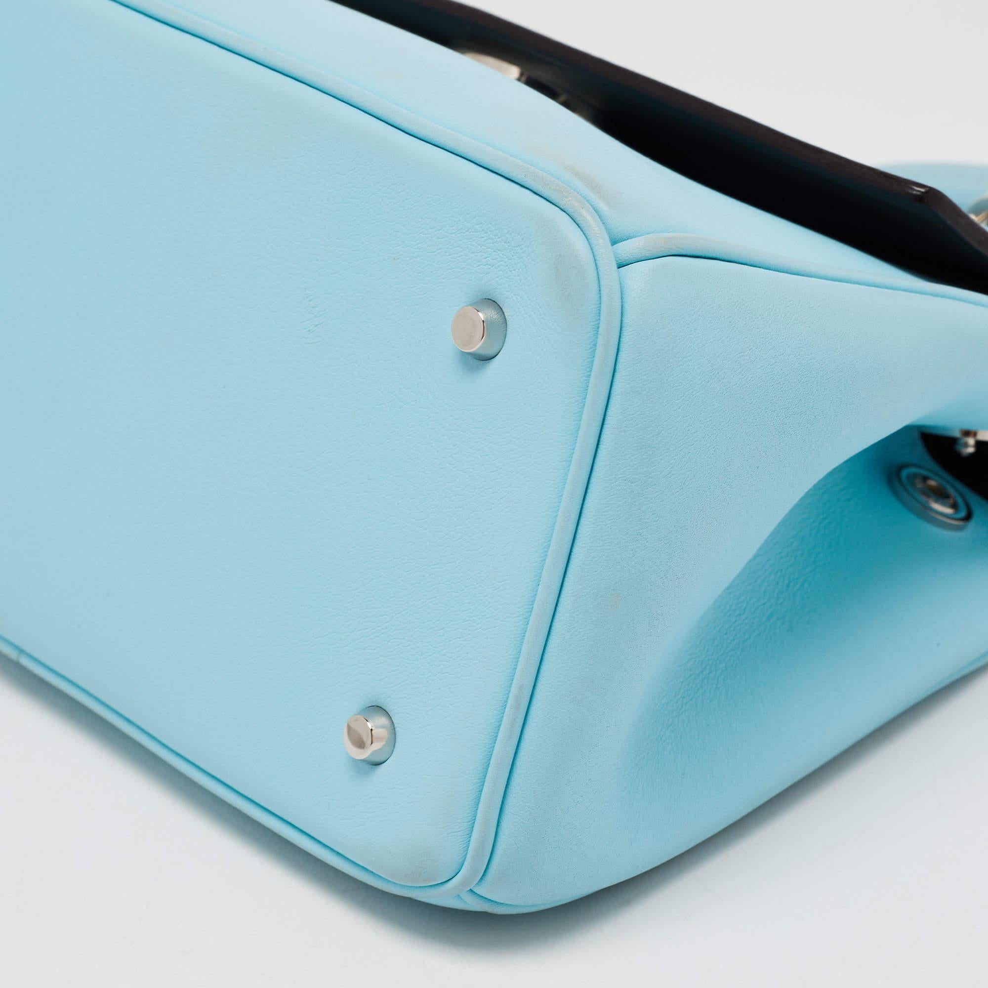 Dior Sky Blue Leather Mini Be Dior Top Handle Bag 4