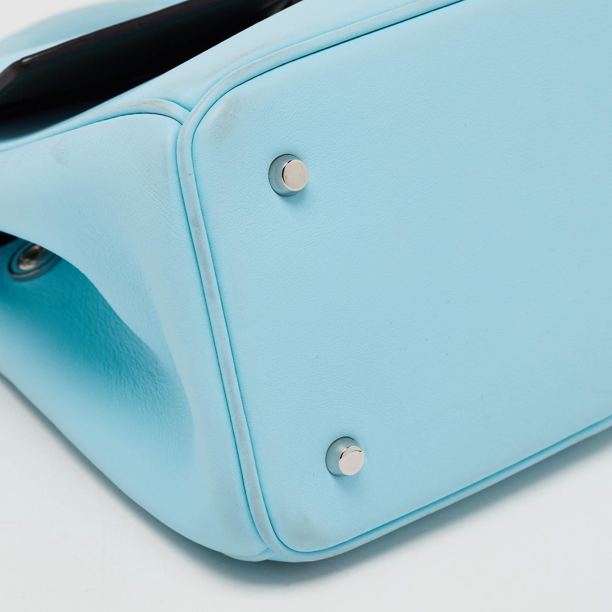 Dior Sky Blue Leather Mini Be Dior Top Handle Bag 5