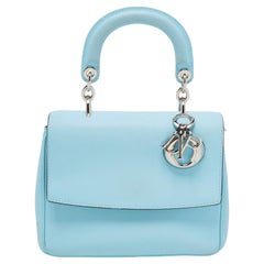 Dior Sky Blue Leather Mini Be Dior Top Handle Bag