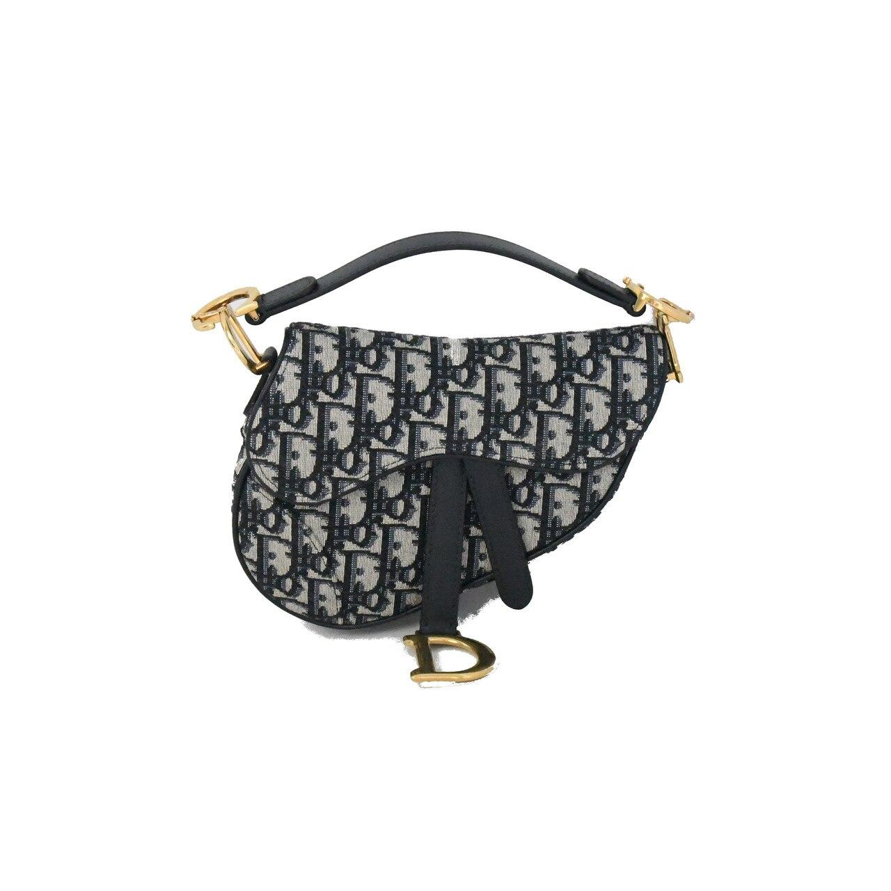 Dior Kleine Satteltasche Navy (Schwarz) im Angebot
