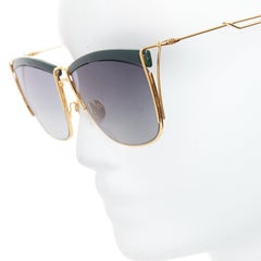DIOR So Electric green bridge gold trims gradient lens squoval sunnies